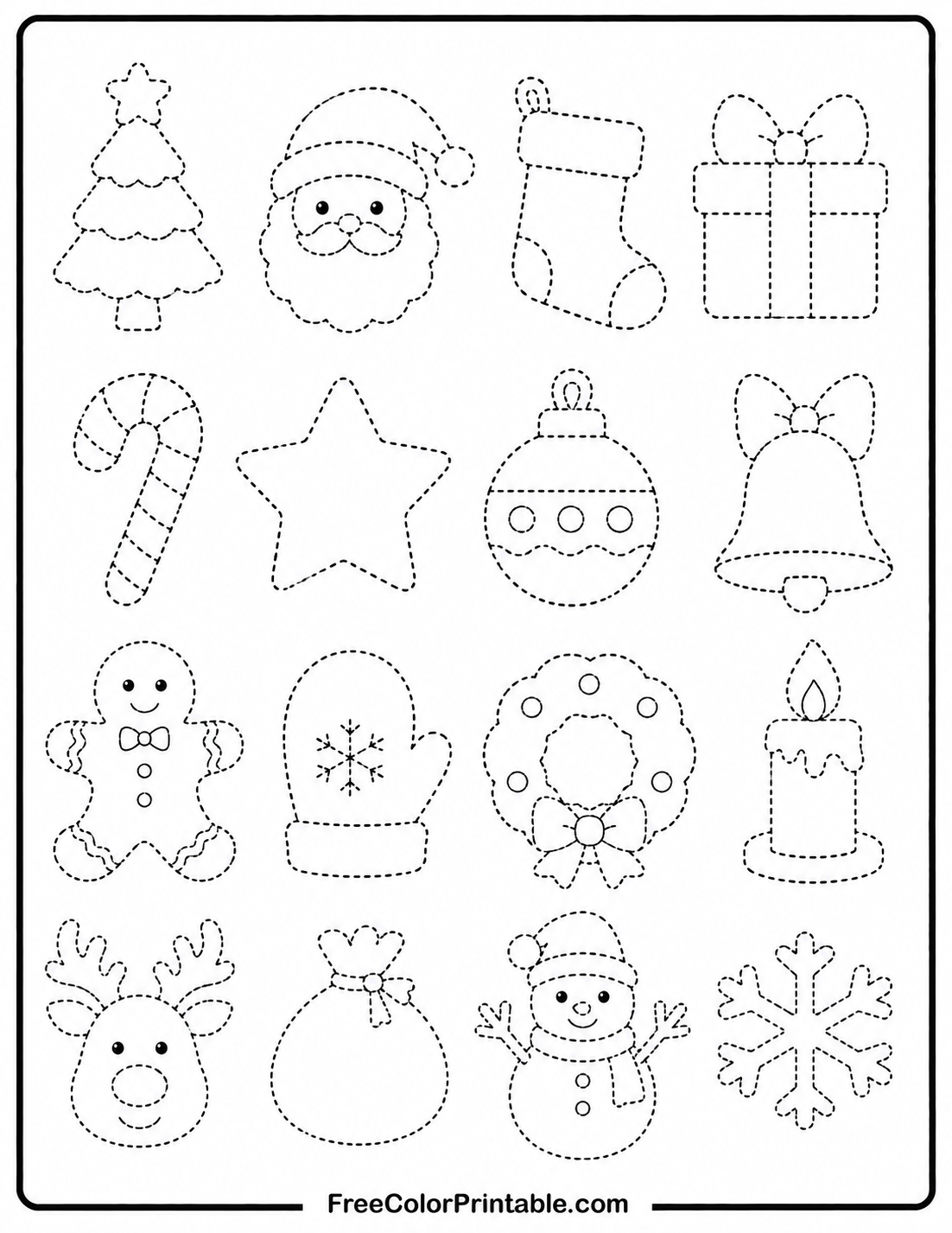 Christmas Fun Tracing Activity Sheet